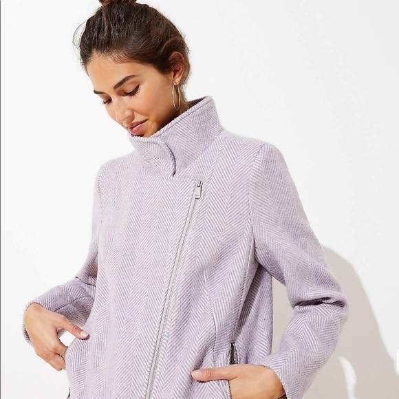 LOFT Assymetric lilac moto coat - Picture 2 of 6